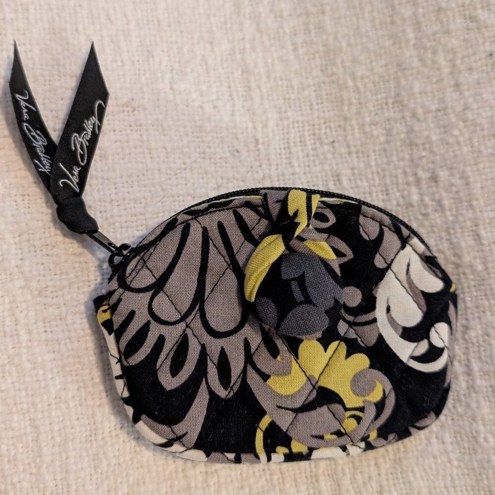 Vera Bradley Baroque coin purse pouch gray black lime green
